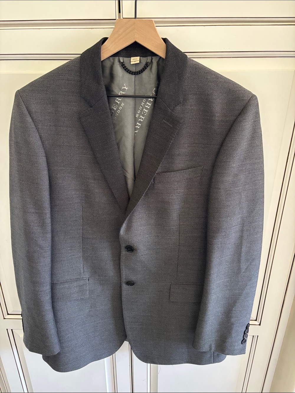 Burberry London Milbury Virgin Wool Gray Luxury Blazer Suit Coat 2 Button Men 52